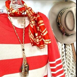 Silk Christmas candy cane vibe soft scarf/neck wrap w holiday cabin vibe